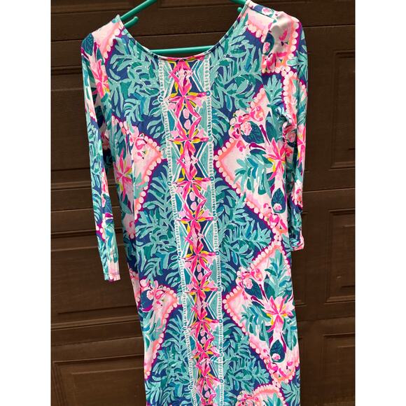Lilly Pulitzer Ophelia Swing Dress Small S Seaside Aqua with a crossed back - Picture 2 of 8